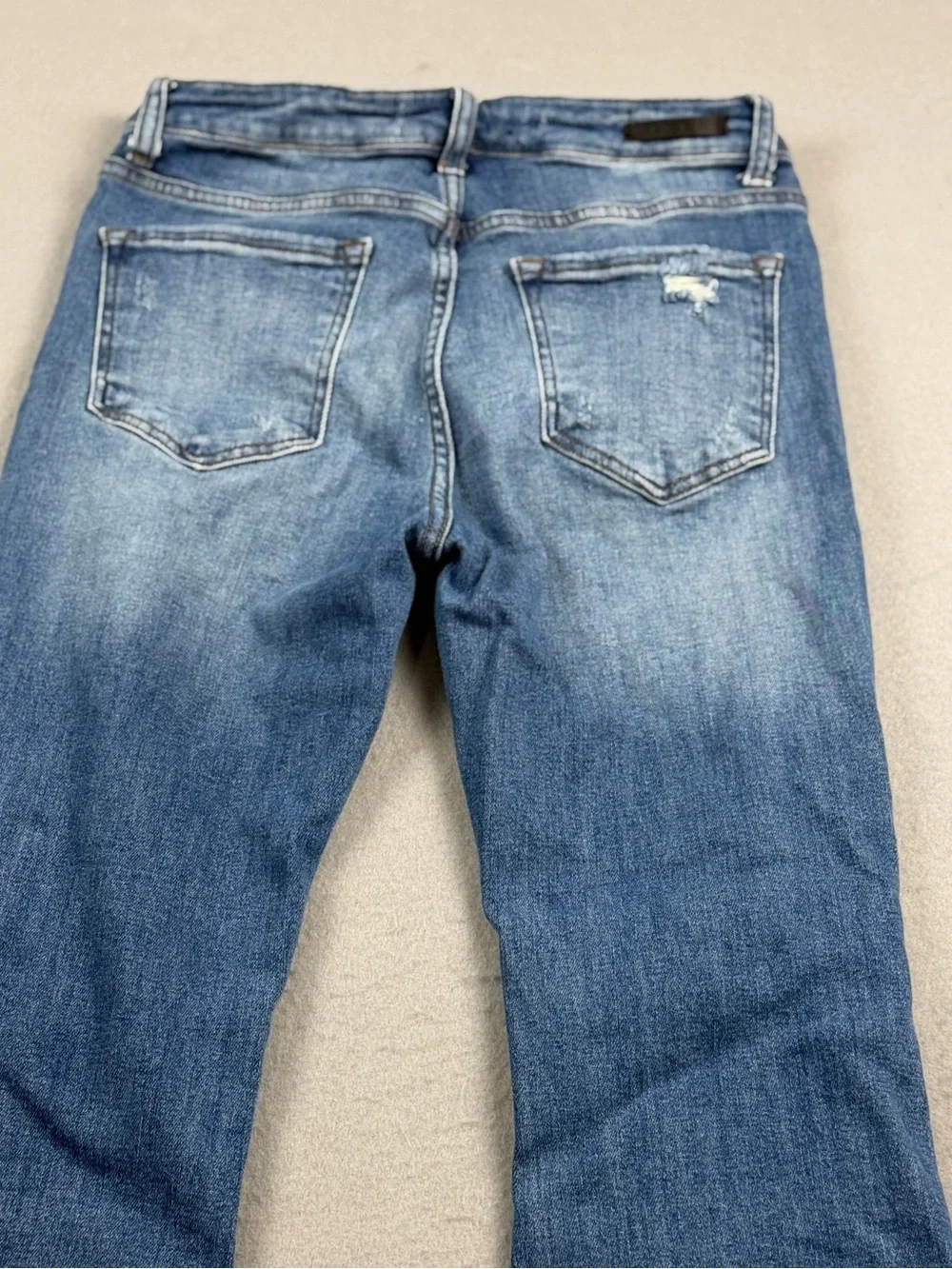 Risen Flare Jeans Womens Size 11 Distressed with Button Fly Y2K - Picture 7 of 11